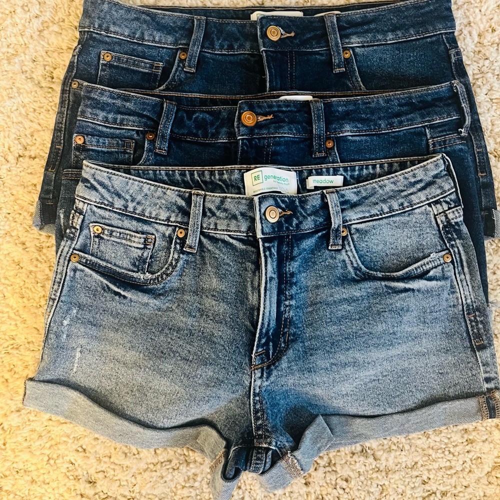 Women's Denim Jean Shorts 3 pair bundle- Light and Dark Blue